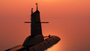 submarine in sunset